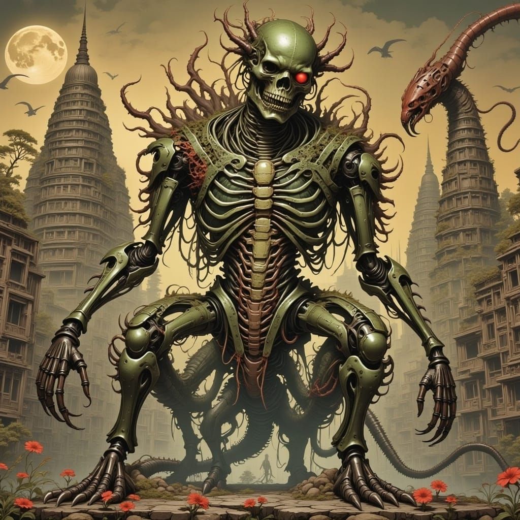 Cyborg Mummy Pharaoh Hydra Awakens in Ancient Angkor Wat Cit...