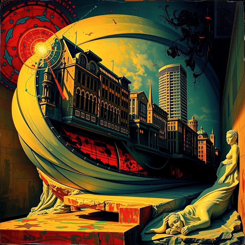 Hyperrealistic Sculpture with Intense Dynamic Lighting