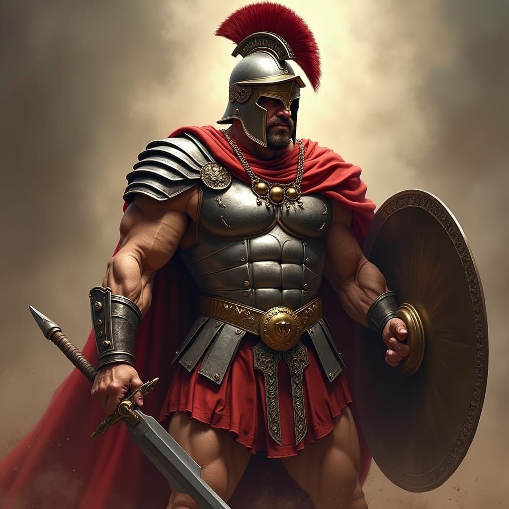 Epic Roman Warrior Ready for Battle