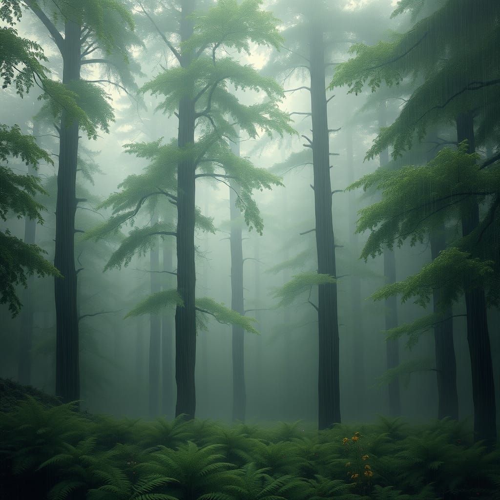 Misty Forest Landscape in the Style of Romantic Masters