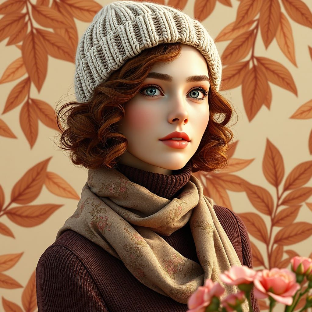 Elegant Woman in Soft Focus, Art Nouveau Style