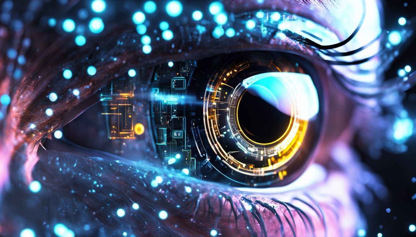 Cyborg Eye Nanotechnology in Neon Quantum Simulation