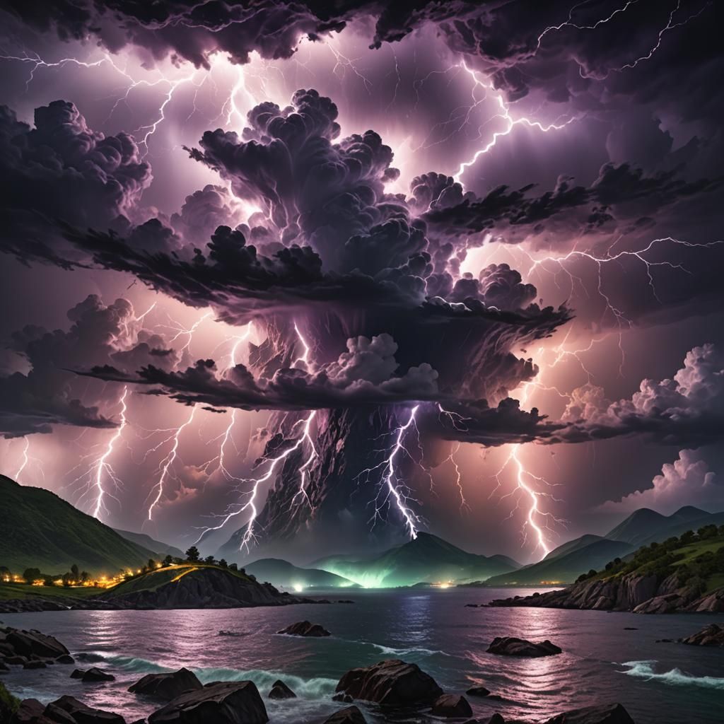 Surreal Landscape: Thunderstorm Spells 'BOOM' in Sky