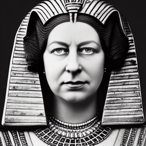 Queen Elizabeth II in Egyptian Tomb, Vintage Photograph