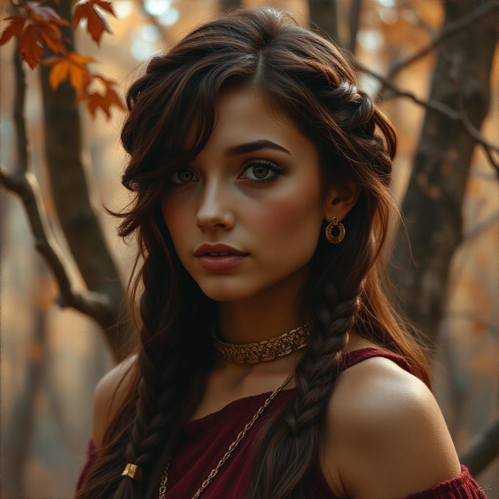 Dystopian Fire Goddess in an Oil Painting Style