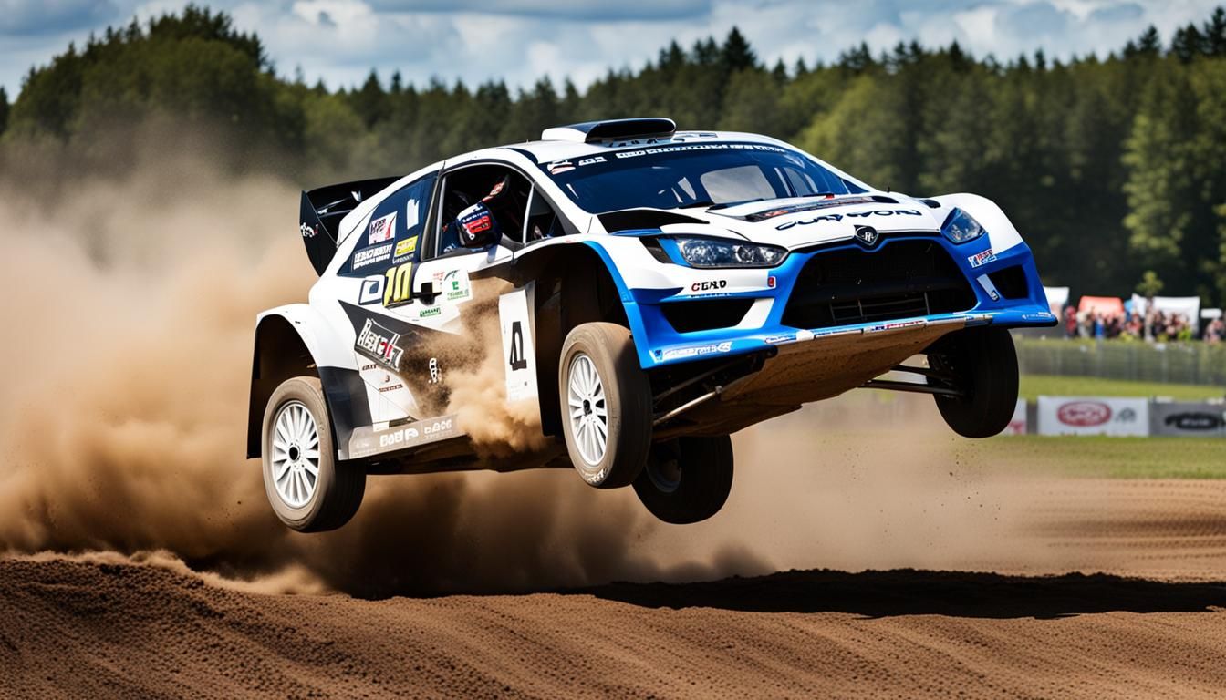 Rallycross Racing Car Jumping Action
