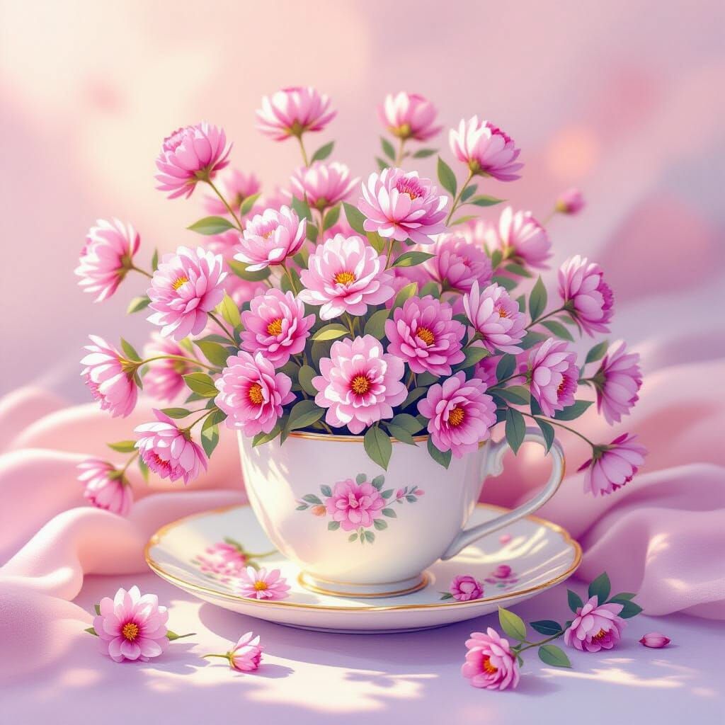 Pink and Lilac Clover Bouquet in Watercolor Style