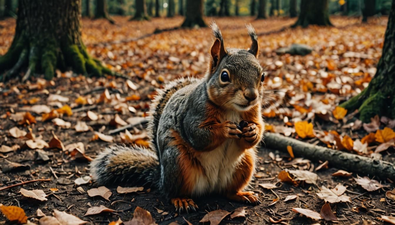 Cute Squirrel Cinematic Film Still