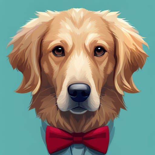 Golden Retriever in Bowtie: Hyperdetailed Portrait