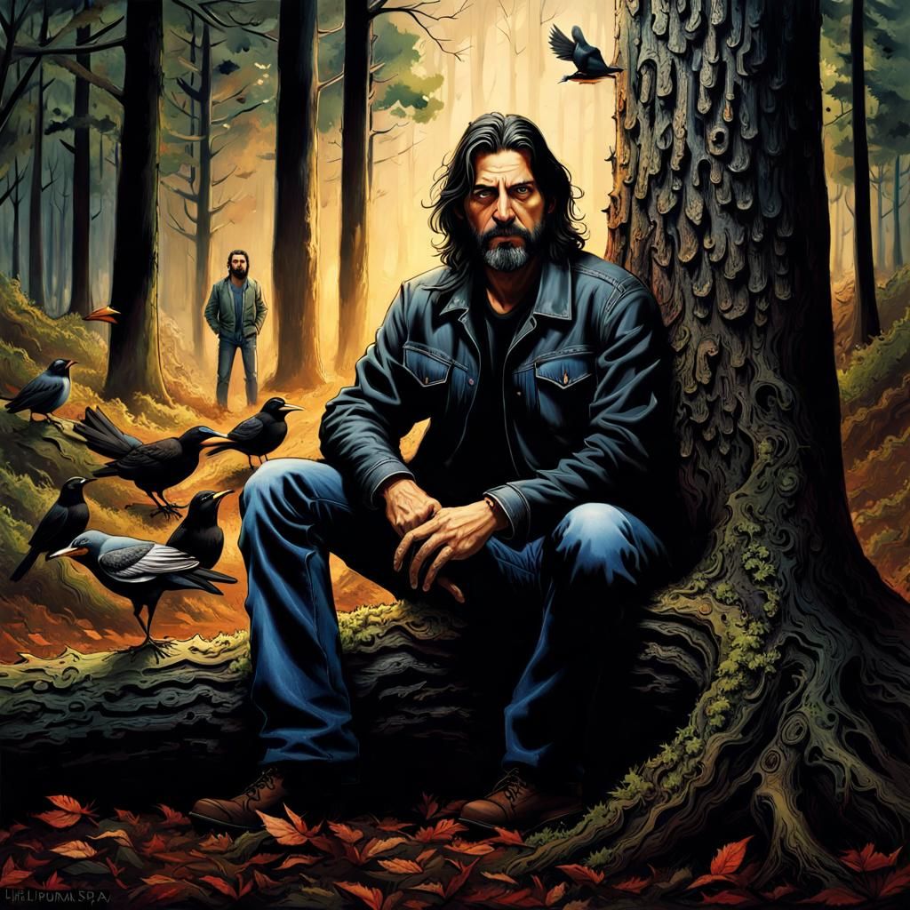 Kurt Cobain Inspired Forest Scene, Splash Art