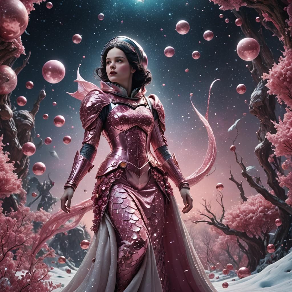 Snow White Space Mermaid Cosmonaut in Digital Painting