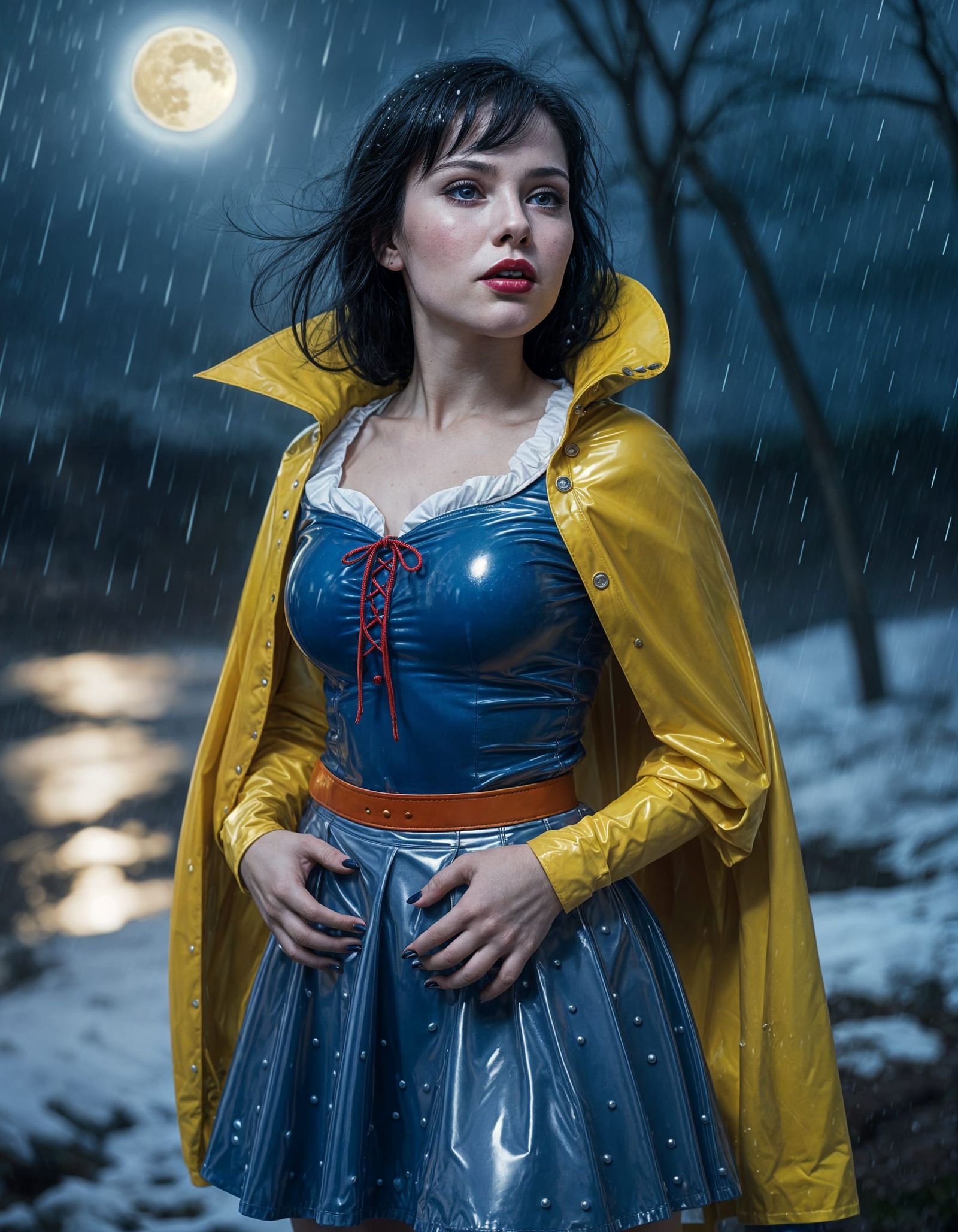 Enchanting Snowwhite in Latex Cyberpunk Attire