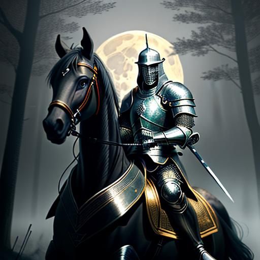 Templar Knight Double Exposure in Manhwa Style