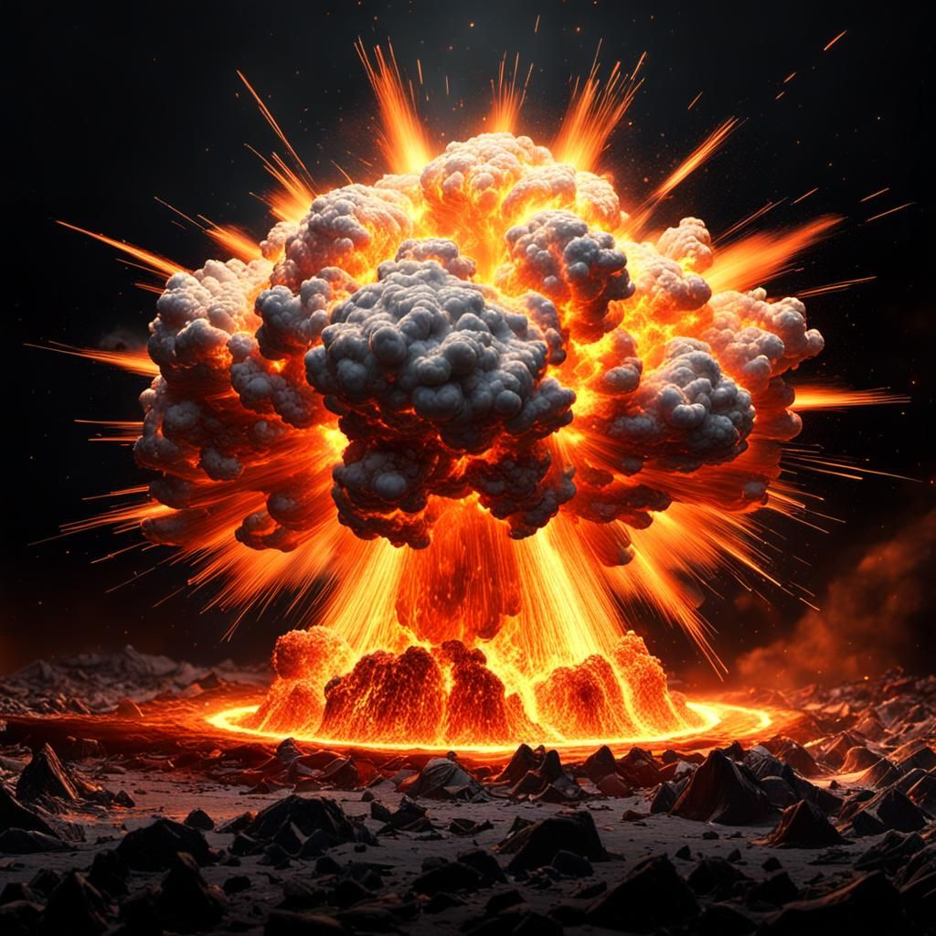 Dramatic Nuclear Explosion with Molten Metal in 3D
