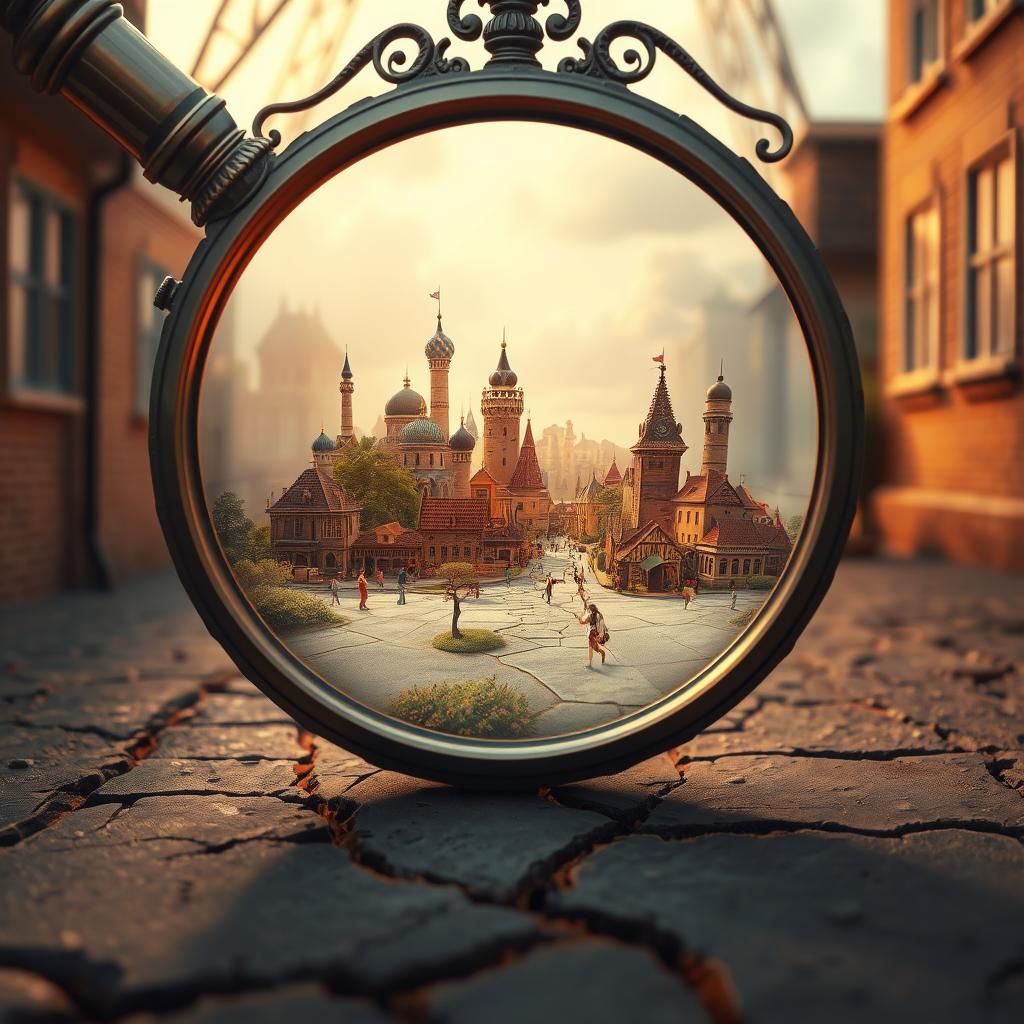 Miniature Civilization Thriving Under Magnifying Glass