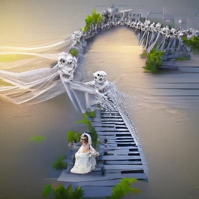 Gothic Bride's Serenade on Skeleton Bridge