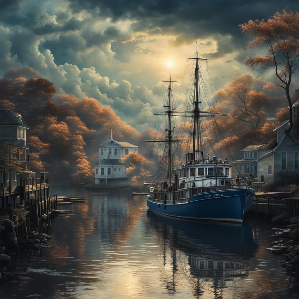 Mystic River Connecticut: Epic Cinematic Digital Painting