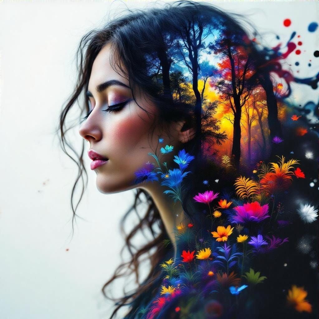 Calm Psychedelic Portrait in Urban Street Art Style