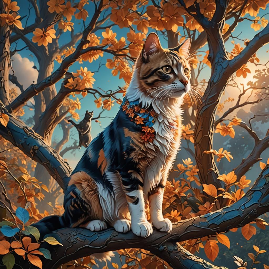 Magical Cat and Dog Portrait in Matte Painting Style