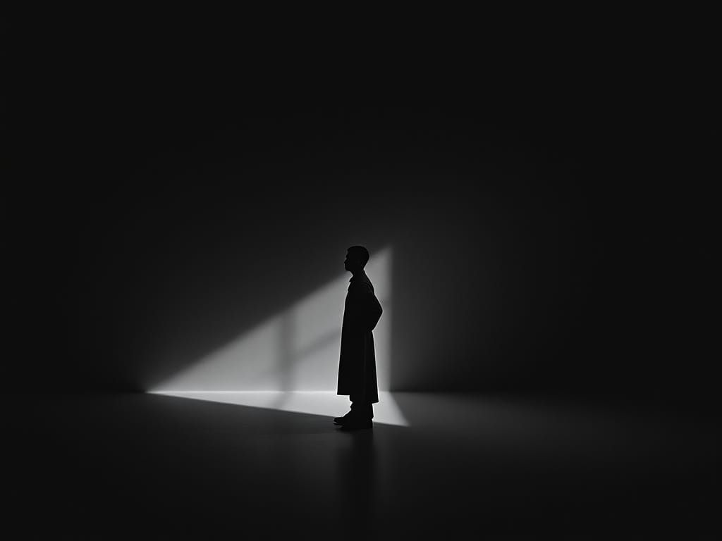 Surreal Figure in High-Contrast Shadows