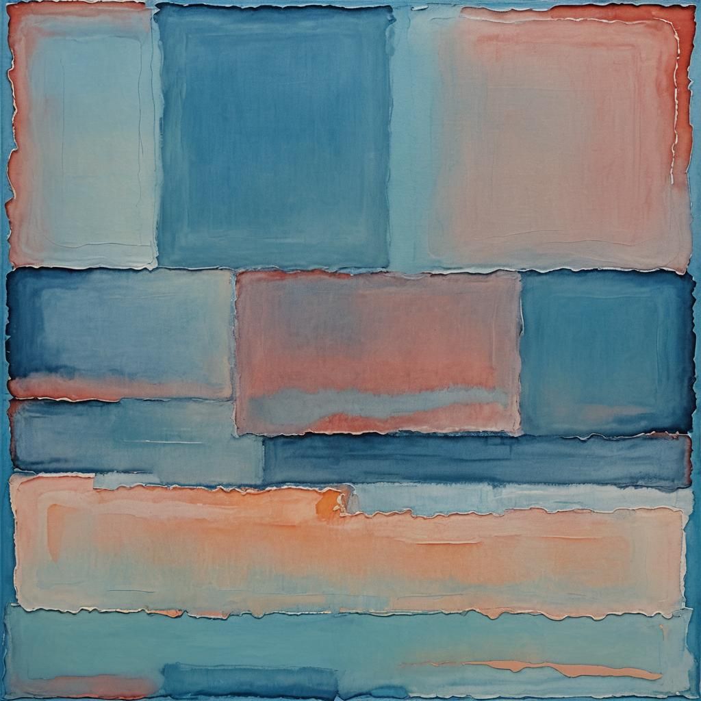 Abstract Blue Sea in Gouache Style