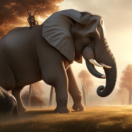 Woolly Mammoth in Ice Age Plain: Digital Art