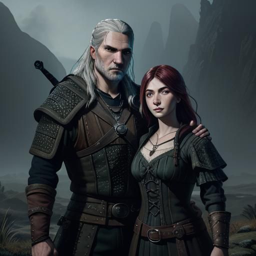 Witcher Couple Lovers in Detailed Digital Painting