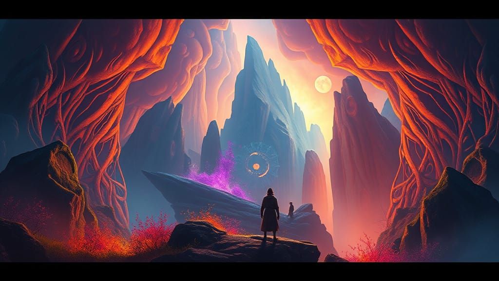 Ethereal Fantasy Realm in Vibrant, Complementary Colors