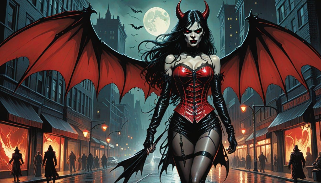 Cyberpunk Horror Demoness Unveils Dark Power in Modern Metro...