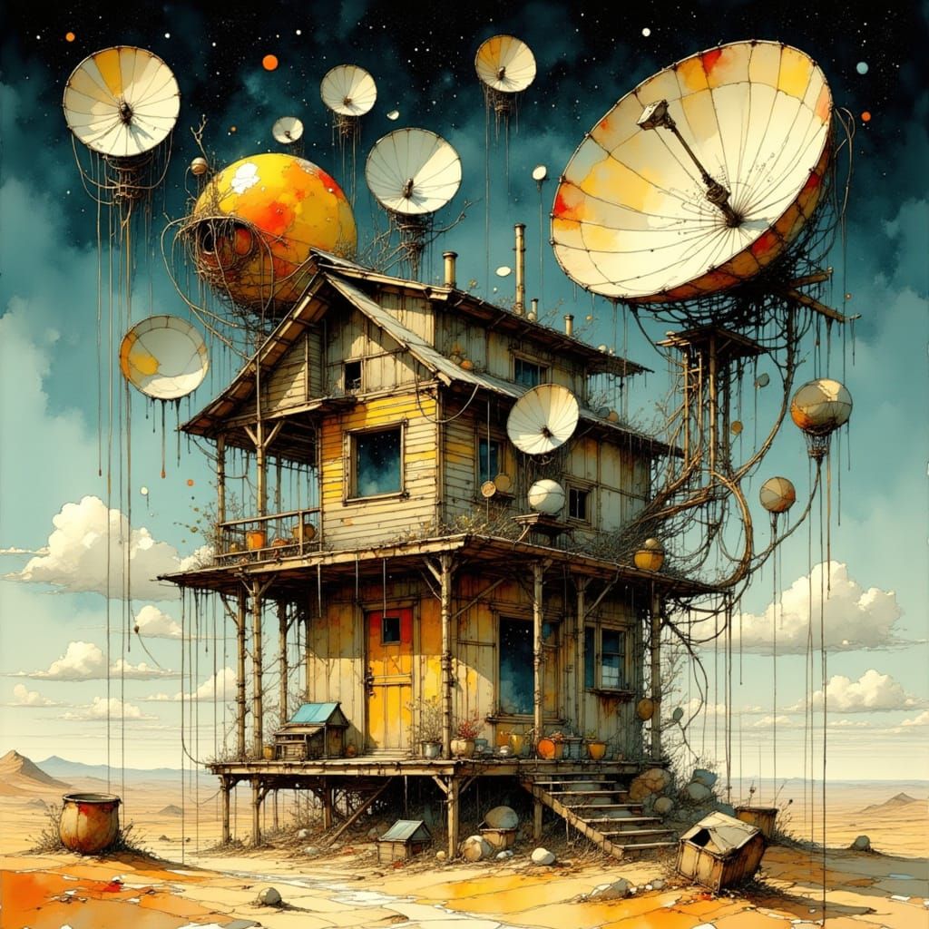 Sahara Desert Stargazer: Futuristic Industrial Landscape