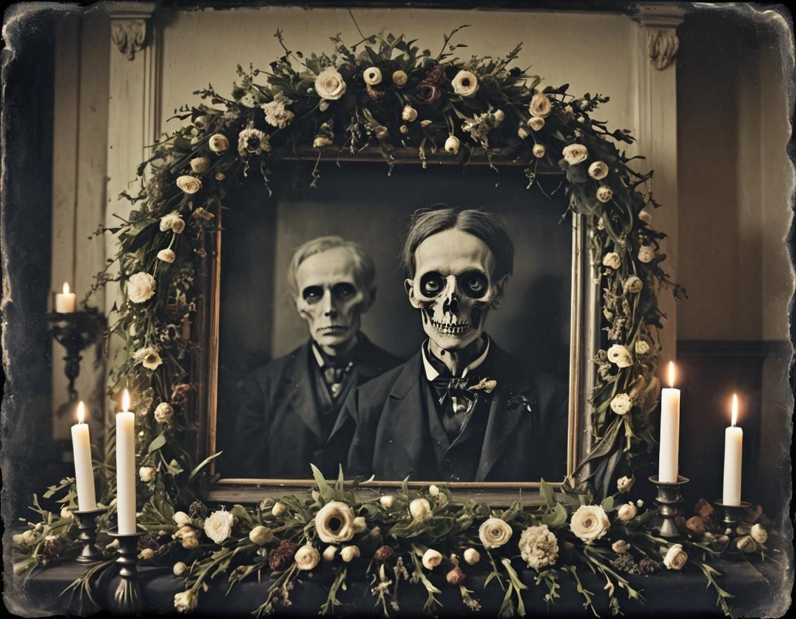 Eerie Victorian Funeral Parlor with Decayed Flowers
