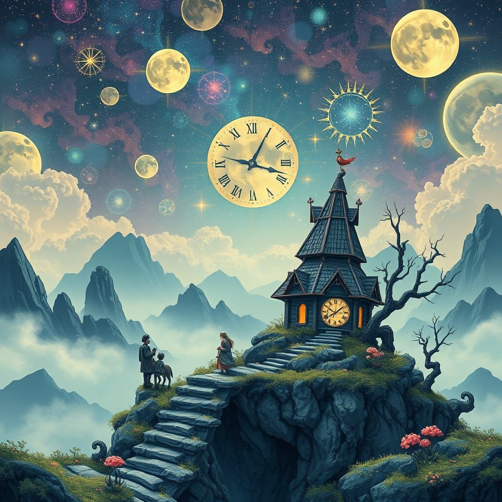 Misty Clockpunk Landscape in Ghilbi Style