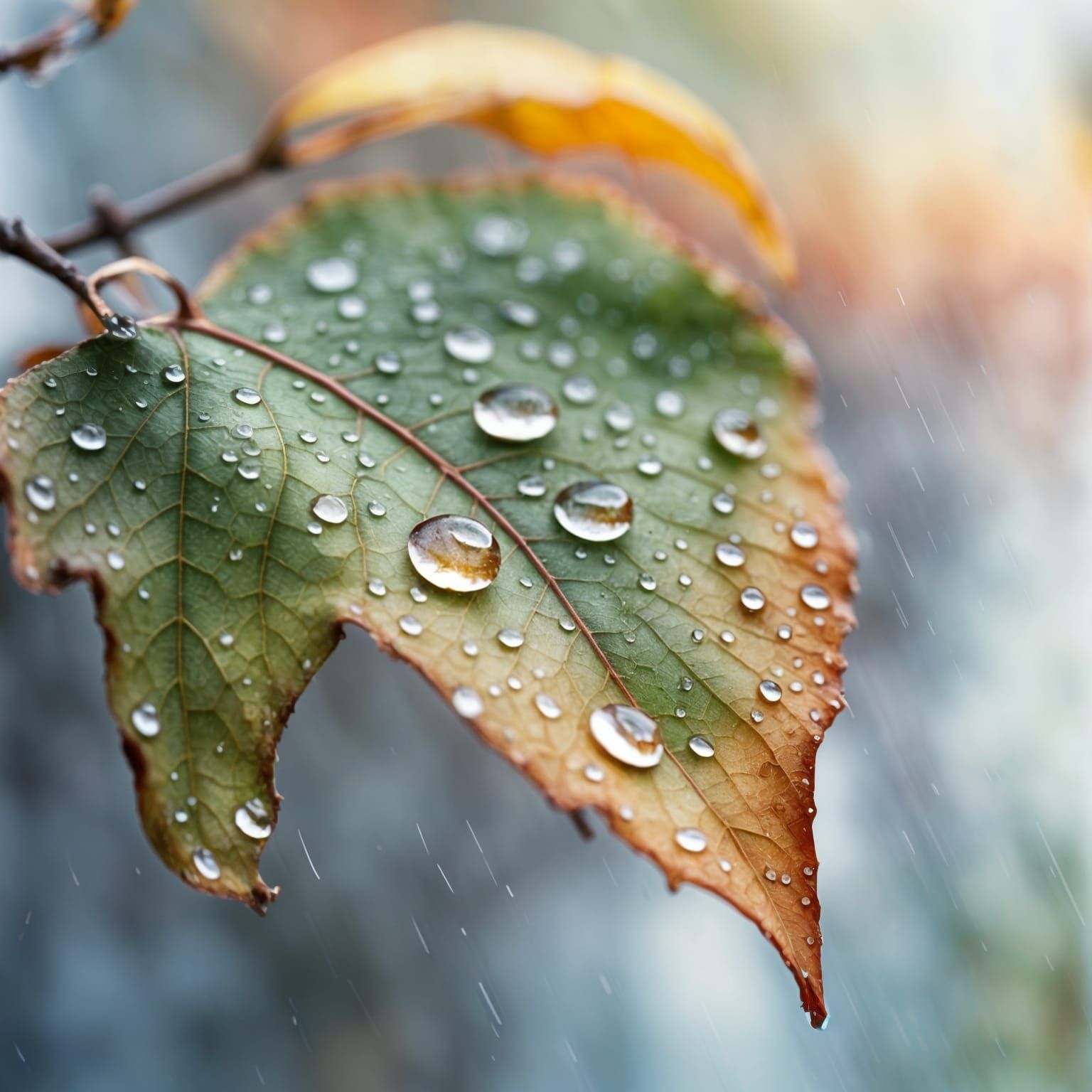Autumn Leaf Bathed in November Rain