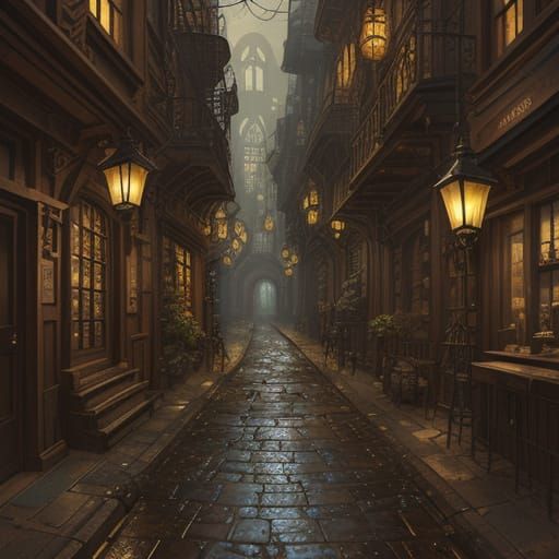 Steampunk Snail in Victorian Alleyway