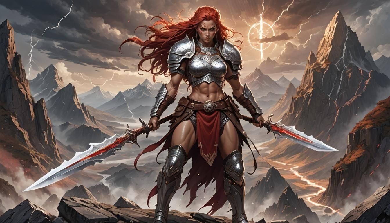 Anime Female Barbarian with Sword in MOTU Style