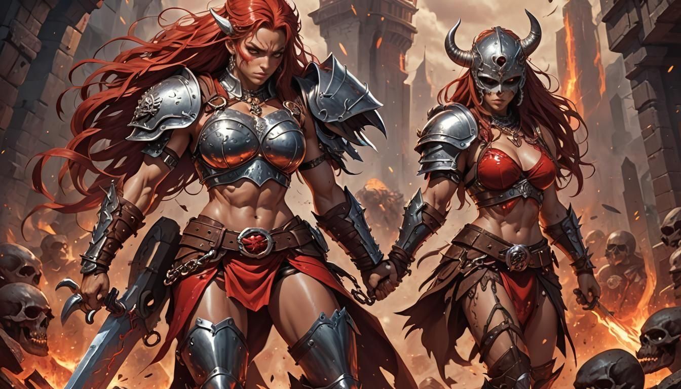 Anime Barbarian Woman Ready for Battle