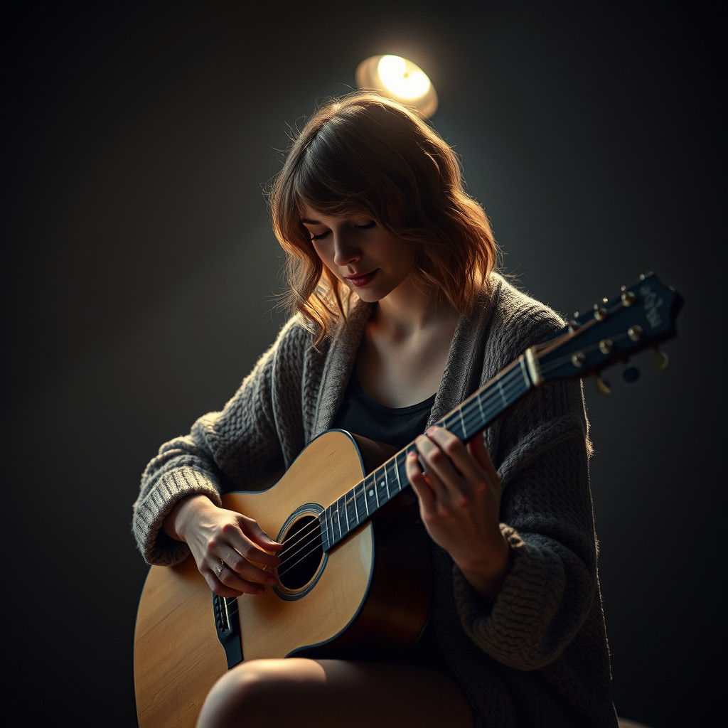 Taylor Swift: Introspective Portrait in Moody Lighting