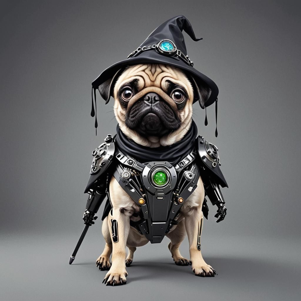 Cyberpunk Pug Witch: A Robot Fantasy