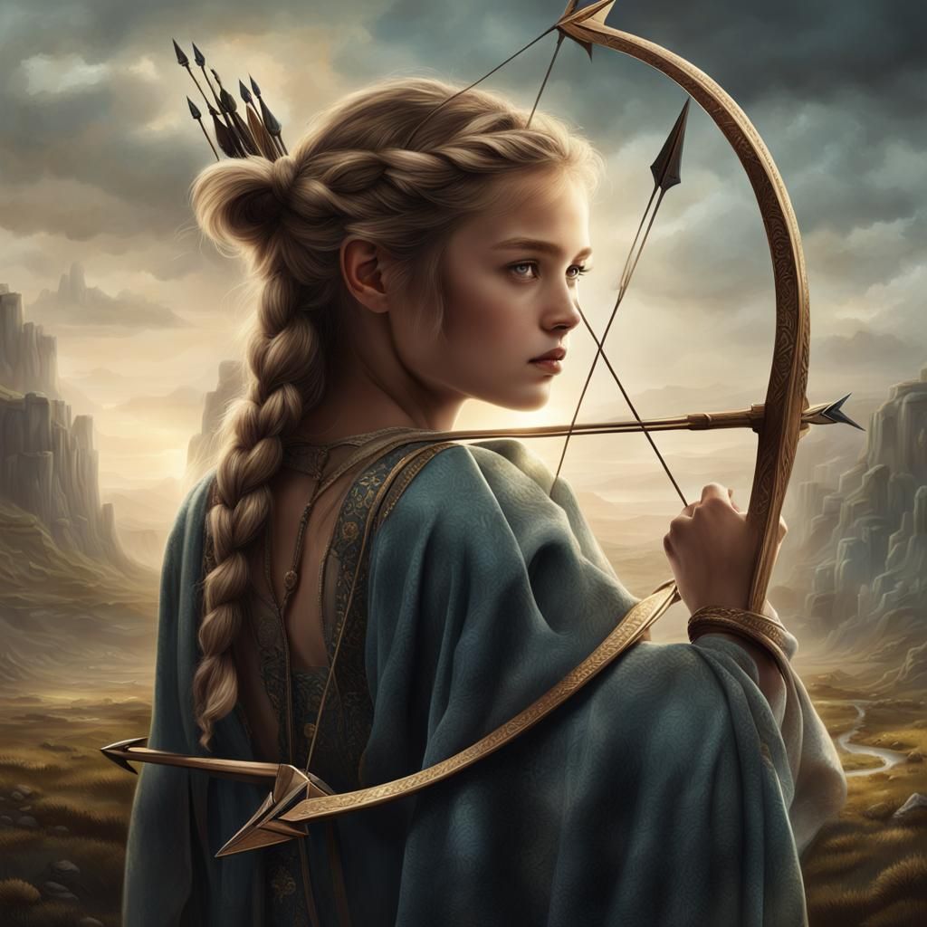 Signet Ring: Girl with Bow in Digital Painting