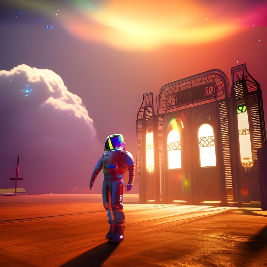 Astronaut at the Gate to Heaven in Unreal Engine
