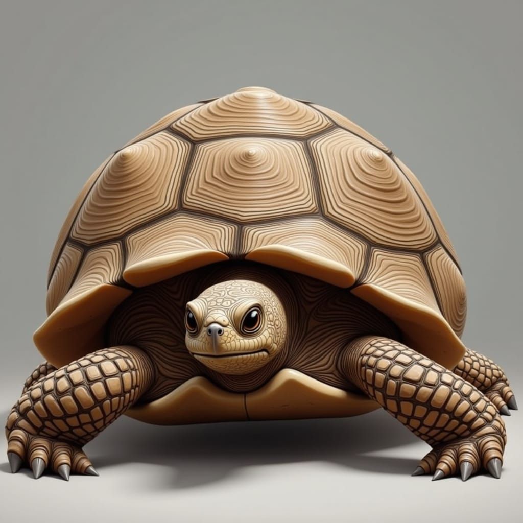 Majestic Tortoise Portrait in Realistic Pencil Sketch Style