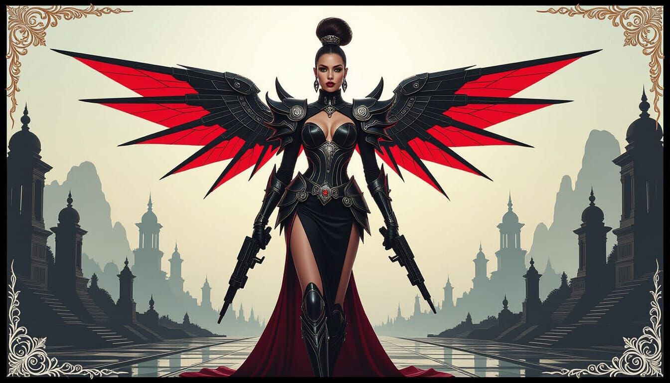 Dark Fantasy Regal Aviatrix in Haute Couture