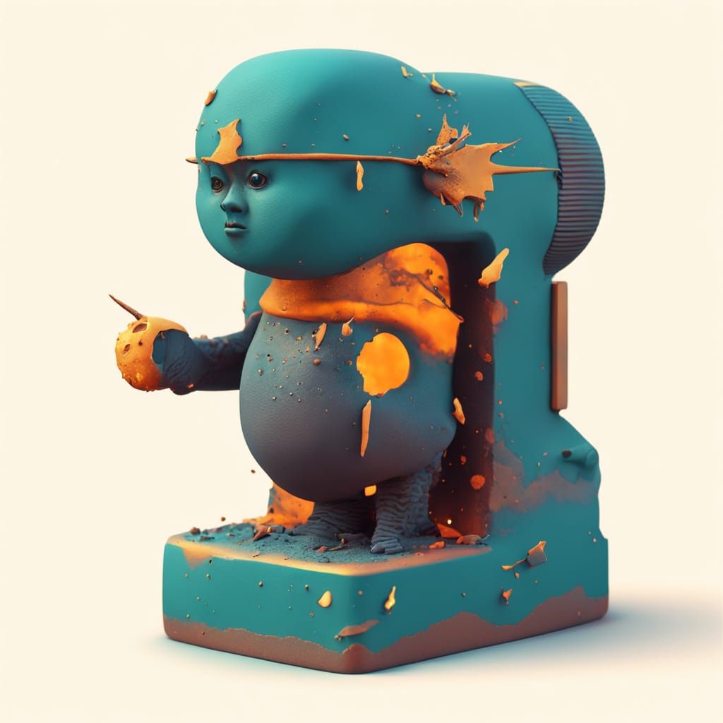 Mystical Clay Figures Dematerializing in Smoky Atmosphere