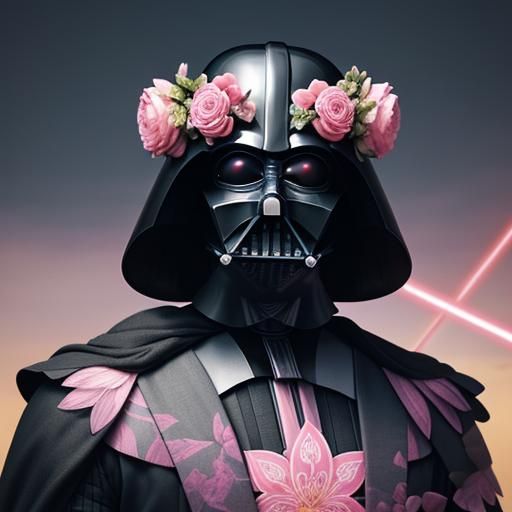 Darth Vader in Pink with Flowers