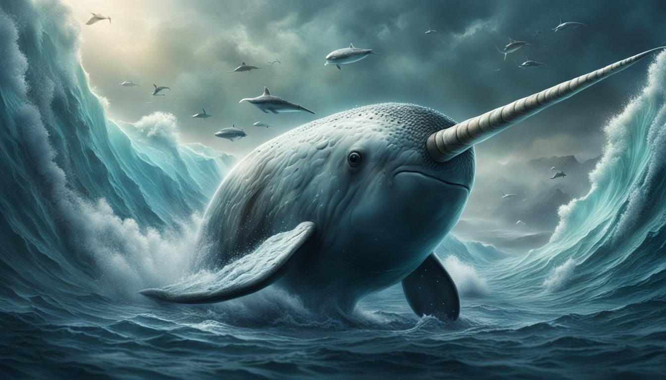 Epic Narwhal in a Dramatic Digital Painting