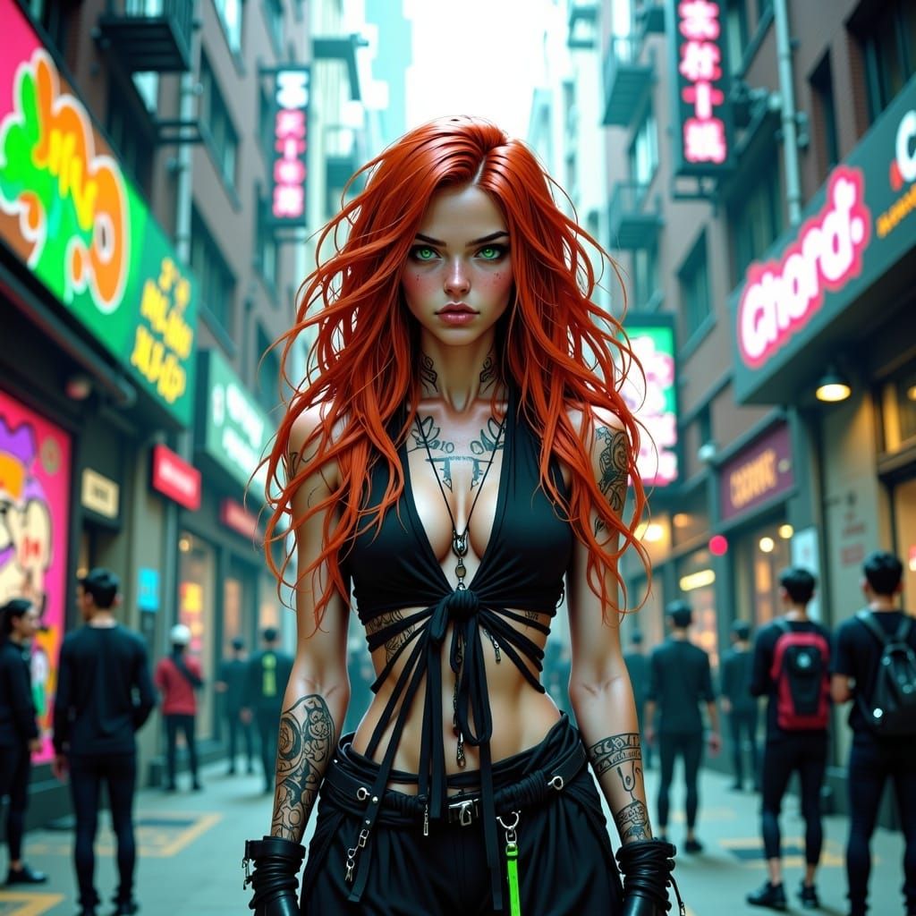 Cyberpunk Goddess in Neon City