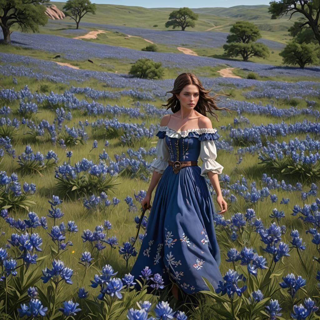 Bluebonnet Meadow: A Detailed Matte Painting