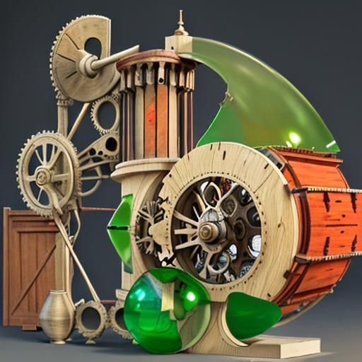 Intricate Rube Goldberg Machine in Mixed Materials