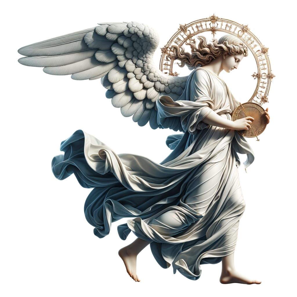 Angel in Right Profile View, Full-Length Depiction