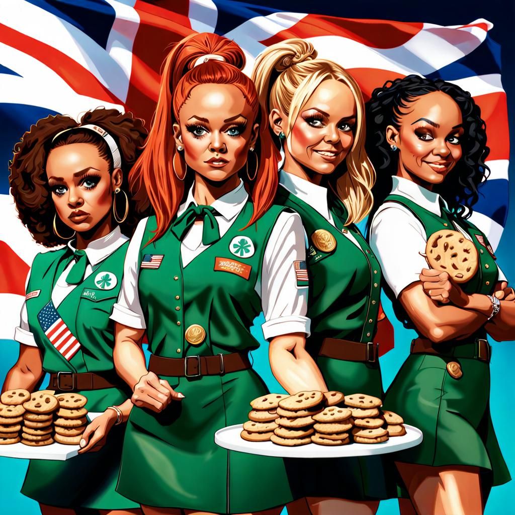 Spice Girls as Girl Scouts, Digital Illustration